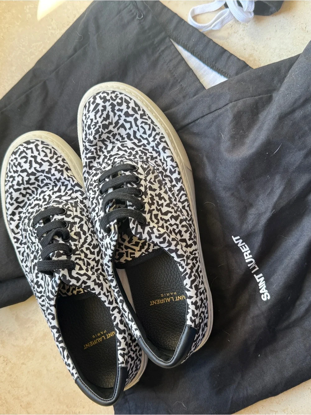Saint Laurent Black & White Graphic Low-Top Sneakers